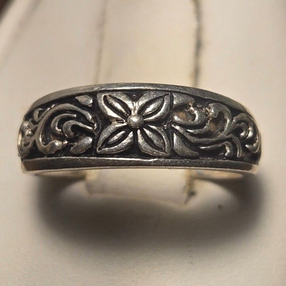 Filigree flower Vintage Sterling Silver Ring Sz 6